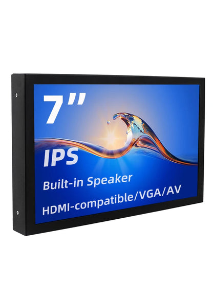 7-Inch Portable IPS Display — 1024x600 LCD with HDMI, VGA, AV Input & Type-C Power for PC, Laptop, Camera, TV Box & DVD Screen