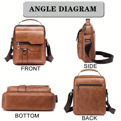 Men’s Shoulder Bag – PU Leather Crossbody for 9.7" iPad, Business Flap Messenger Bag, Travel Bag