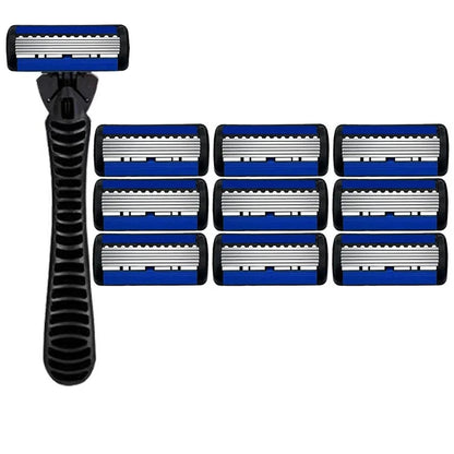 6-Layer Manual Safety Razor – Stainless Steel Double Edge Blade Shaver for Beard & Moustache Grooming