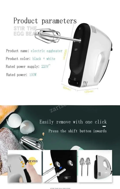 7-Speed Mini Electric Handheld Mixer – Multifunctional Blender & Egg Beater for Baking, Cream & Dough