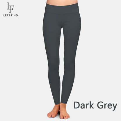 LETSFIND Women’s High Waist Full Leggings – Solid Colors, Black/Blue/Grey/Wine Red, High Elasticity & Comfort Fit