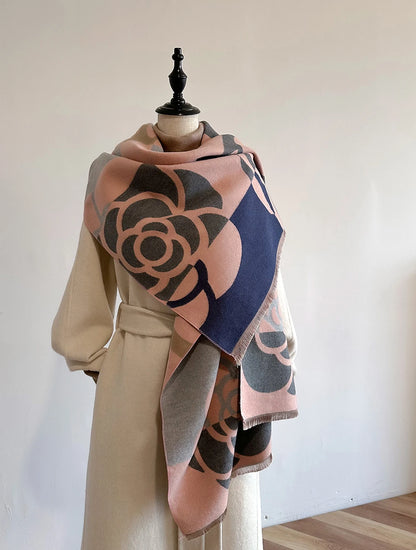 Luxury Cashmere Scarf for Women 2024 - Thick Warm Winter Blanket Shawl Wrap, High-Quality Pashmina Poncho Echarpe Bufanda