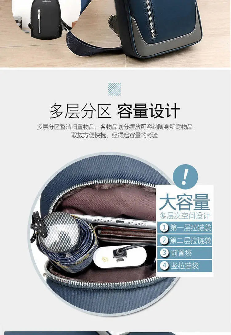 Men's Waterproof Oxford Chest Bag – Korean Style Casual Sport Crossbody Shoulder Messenger Bag