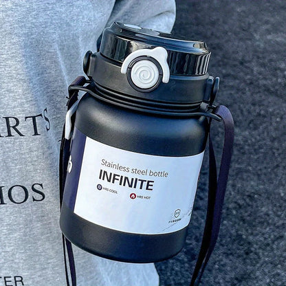 2000ml Stainless Steel Thermos Mug – Large Capacity Insulated Water Bottle with Handle & Straw, Leakproof Sports Water Jug