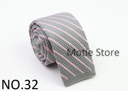 Classic Knit Neck Tie for Men — 6cm Plaid & Dots Casual Business Wedding Tie