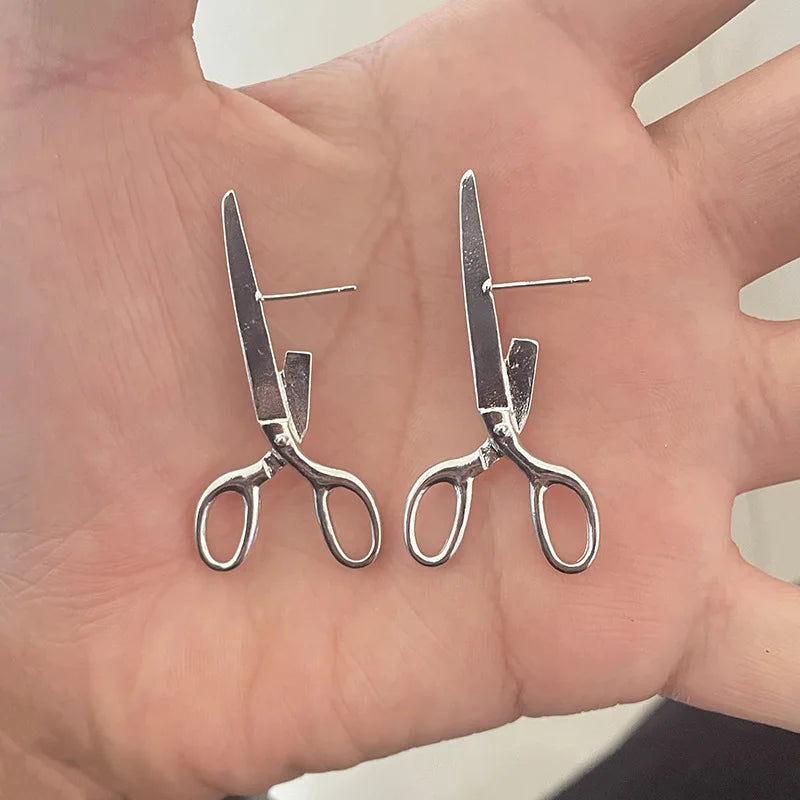 Retro Scissors Stud Earrings - Creative Hip Hop Style Women’s Party Fashion Jewelry Gift