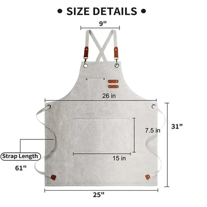 Household Canvas Apron – Oil-Proof Kitchen Cooking Apron with Tool Pockets for Men & Women