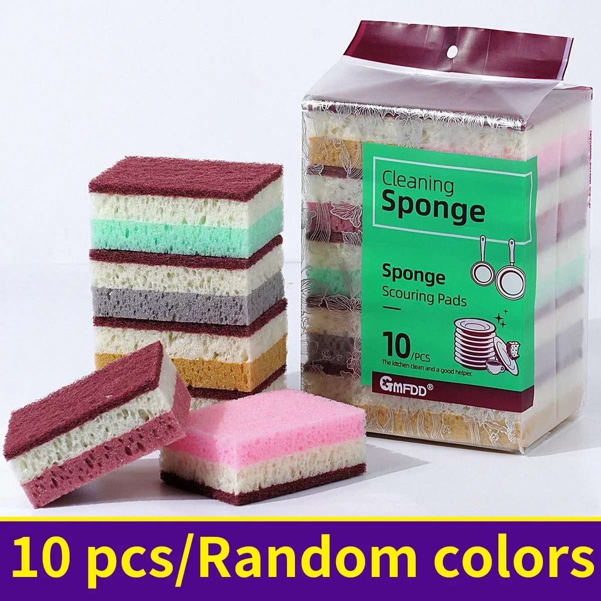 High-Density Sponge Cleaning Cloth — Non-Greasy Dishwashing & Kitchen Sponge for Pots, Bowls & Catering Use