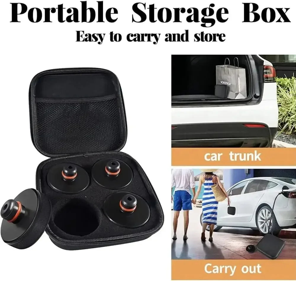4Pcs Rubber Lifting Jack Pad Adapter Set with Storage Case - Suitable for Tesla Model 3, S, X - Essential Car Accessories