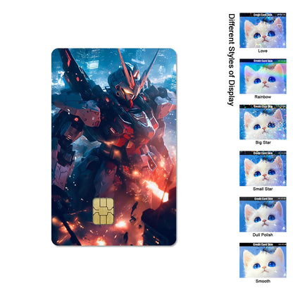Gundam RX-78-2 & ZGMF-X19A Card Stickers - 2.5D HD Matte Waterproof PVC Skins for Credit and Debit Cards