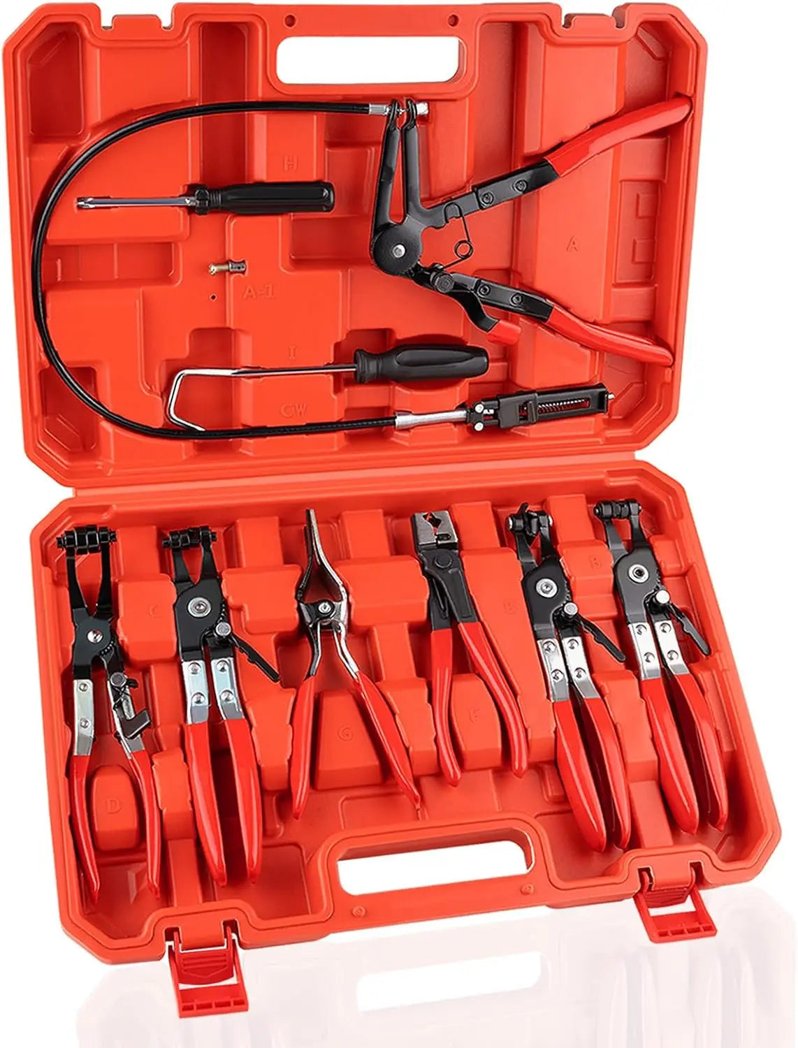 Long Reach Hose Clamp Pliers Set - Automotive Tool for Fuel, Oil, Coolant, Radiator & Water Hoses