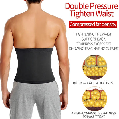 Men’s Abdomen Reducer Sauna Body Shaper — Sweat Trimmer Belt Waist Trainer Corset for Belly Slimming & Fitness