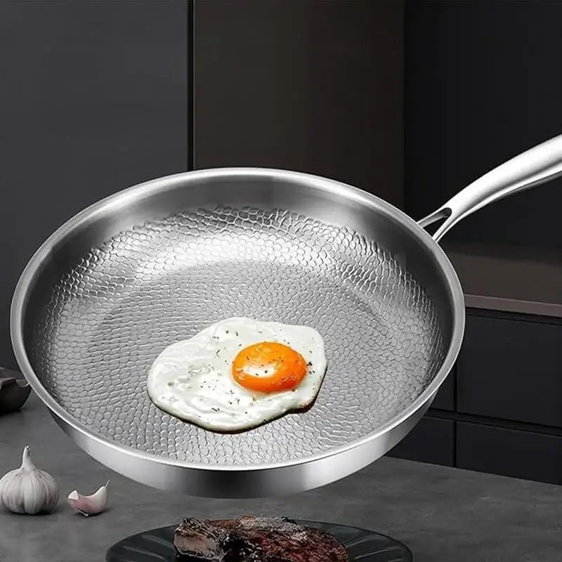 Premium Titanium Alloy Frying Pan - Uncoated Steak & Pancake Skillet for Gas Stoves, Non-Stick Kitchen Cookware