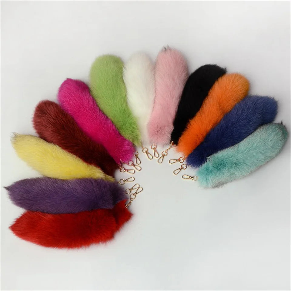 Cute Fluffy Bunny Fur Keychain – Plush Pom Pom Bag Charm and Car Key Ring with Hair Bow