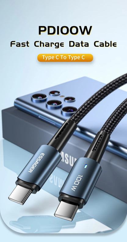 Essager USB-C Cable 100W PD QC 4.0 – Fast Charging Type-C Cable for MacBook Pro, Samsung, Xiaomi