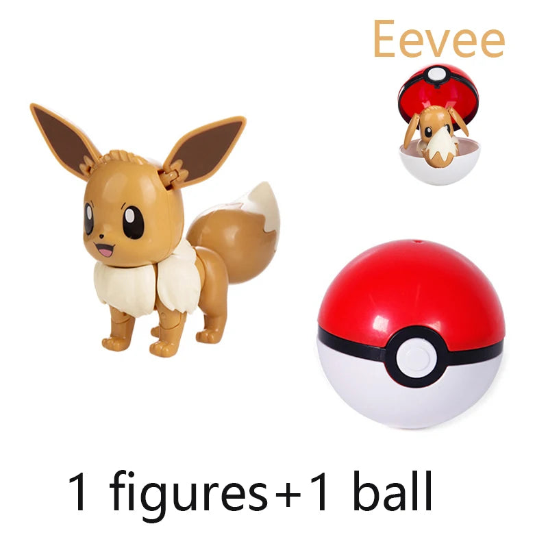 New Pokémon Action Figures – Pikachu, Charizard & Greninja Pocket Monster Poké Ball Deformation Toys for Kids Birthday Gifts