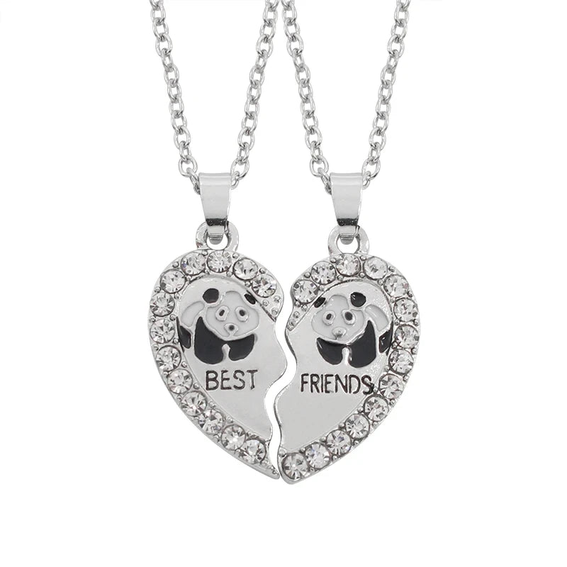 BFF Heart Split Friendship Necklace Set – Matching Broken Heart Pendant Jewelry Gift for Best Friends, Men & Women