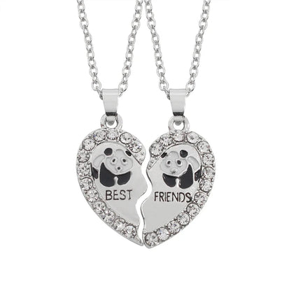 BFF Heart Split Friendship Necklace Set – Matching Broken Heart Pendant Jewelry Gift for Best Friends, Men & Women