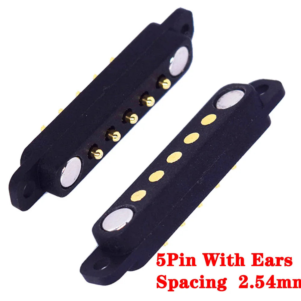 2-Pin Waterproof Magnetic Pogo Pin Connector - 2.8mm Pitch Spring-Loaded Male/Female DC Power Socket with Ears