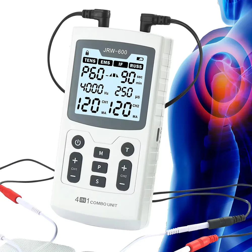 4-in-1 Electric Muscle Stimulator - EMS, IFT, RUSS, TENS High-Frequency Physiotherapy Pulse Device