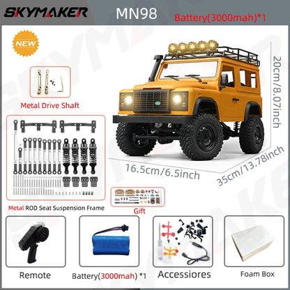MN99s MN98 1:12 RC Rock Crawler – 2.4G 4WD Defender RTR Remote Control Car, 1/12 RC Truck Toys