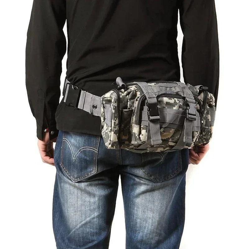 Molle Duffel Waist Bag - Waterproof Fanny Pack, EDC Utility Pouch, Camera Bag with Shoulder Strap and Hand Carry