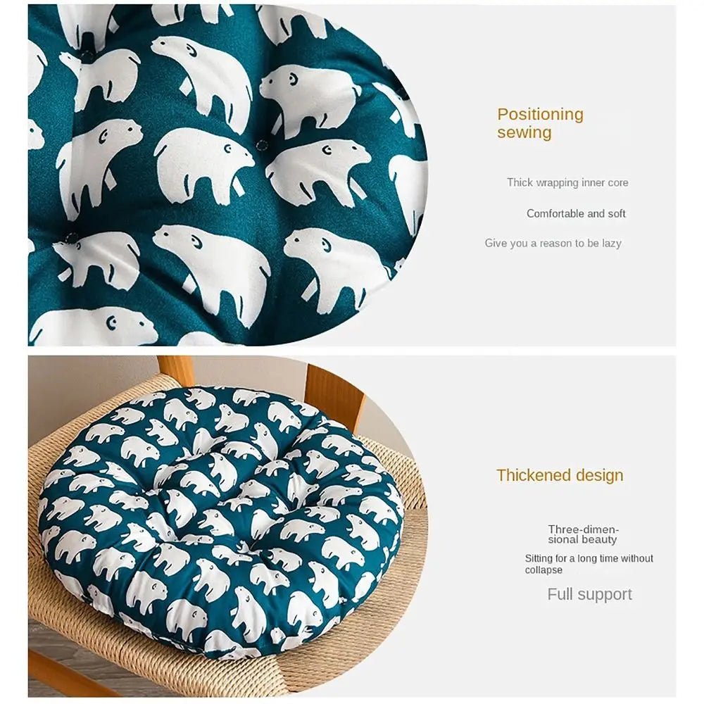 40x40cm Round Dining Chair Cushion – Thickened Non-Slip Seat Pad, 10 Luxurious Styles for Students, Office & Canteen