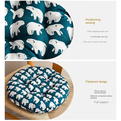 40x40cm Round Dining Chair Cushion – Thickened Non-Slip Seat Pad, 10 Luxurious Styles for Students, Office & Canteen