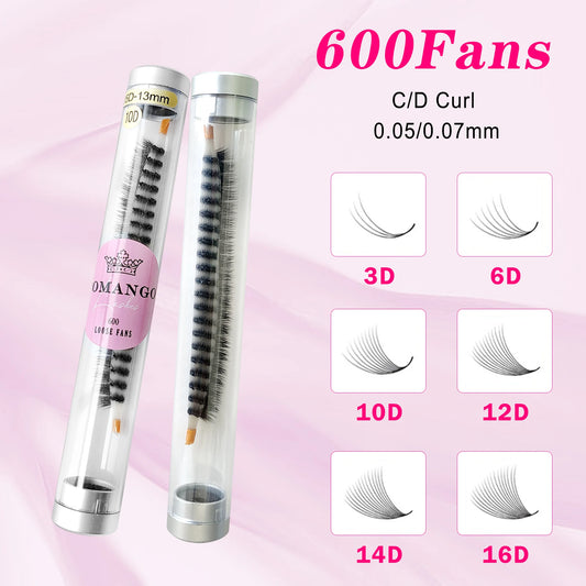 CoMango 600 Premade Volume Lash Fans | Pointy Base 3D–16D Eyelash Extensions – Faux Mink Wholesale