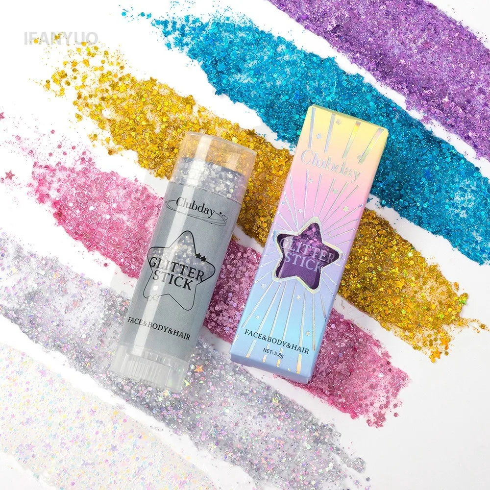 Sparkling Sequins Glitter Gel Stick – High-Gloss White & Pink Eyeshadow for Face, Body & Stage Makeup