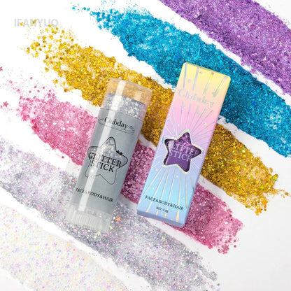 Sparkling Sequins Glitter Gel Stick – High-Gloss White & Pink Eyeshadow for Face, Body & Stage Makeup
