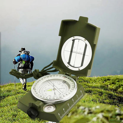 Multifunctional High-Precision Military Compass — Waterproof Metal Outdoor Survival Camping Compass with Fluorescent & Geological Features