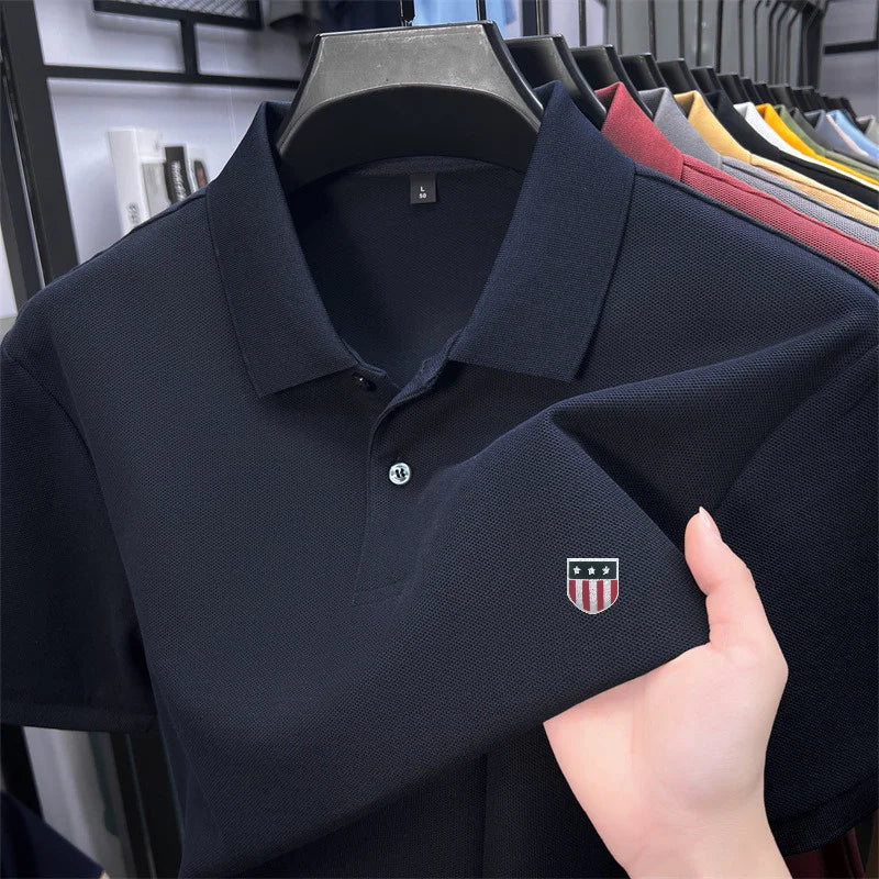 Men's Luxury Cotton Polo Shirt - 100% Cotton Short Sleeve Business Casual Summer Top