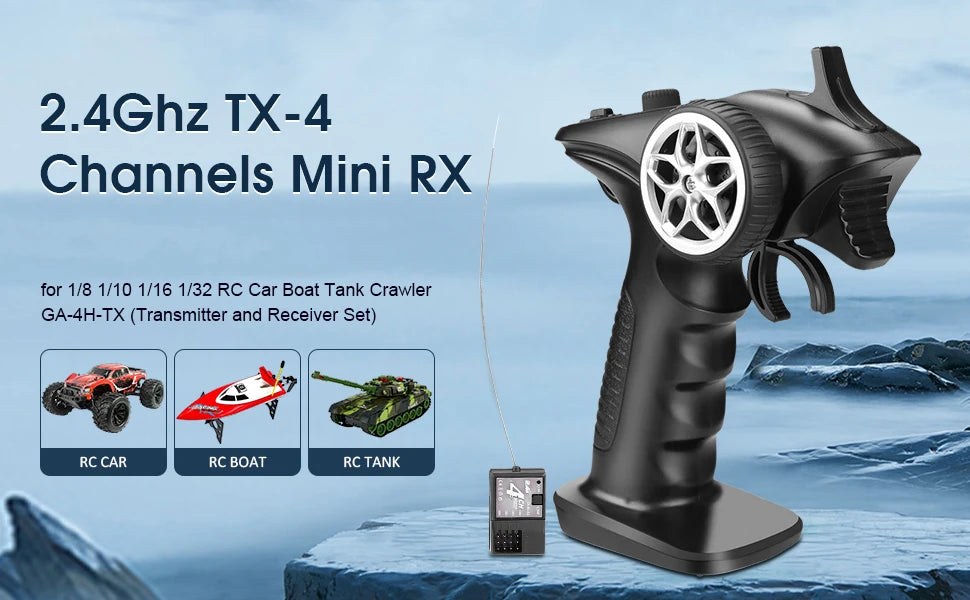 TX4 2.4GHz 4CH Radio Transmitter Controller with Receiver for RC Car and Boat Remote Control System
