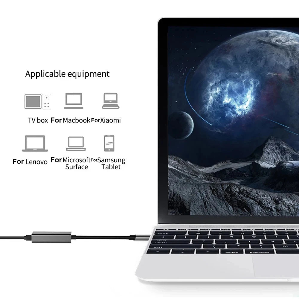 USB Type-C Ethernet Adapter — 1000Mbps USB 3.0 RJ45 Network Card for MacBook, PC & Android
