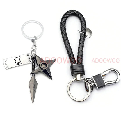 Bandai Naruto Red Cloud Alloy Keychain Set – 20 Styles Anime Woven Leather Rope Charm Car Pendant Punk Jewelry Gift Accessories