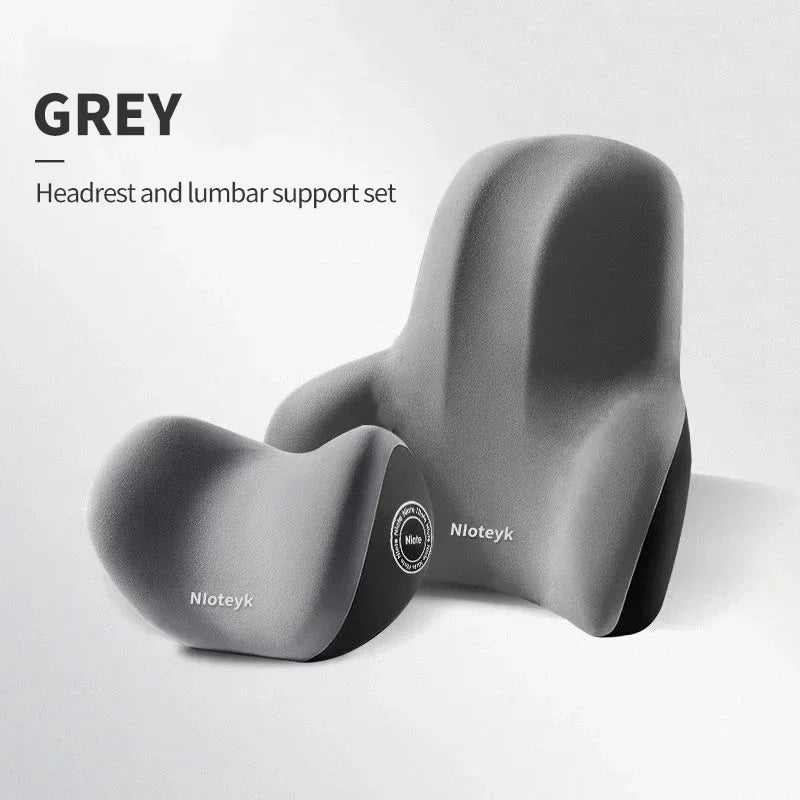 Universal Memory Foam Car Neck & Lumbar Support Cushion – Ergonomic Headrest Pillow & Waist Back Support for Car Seat Comfort Accessories
