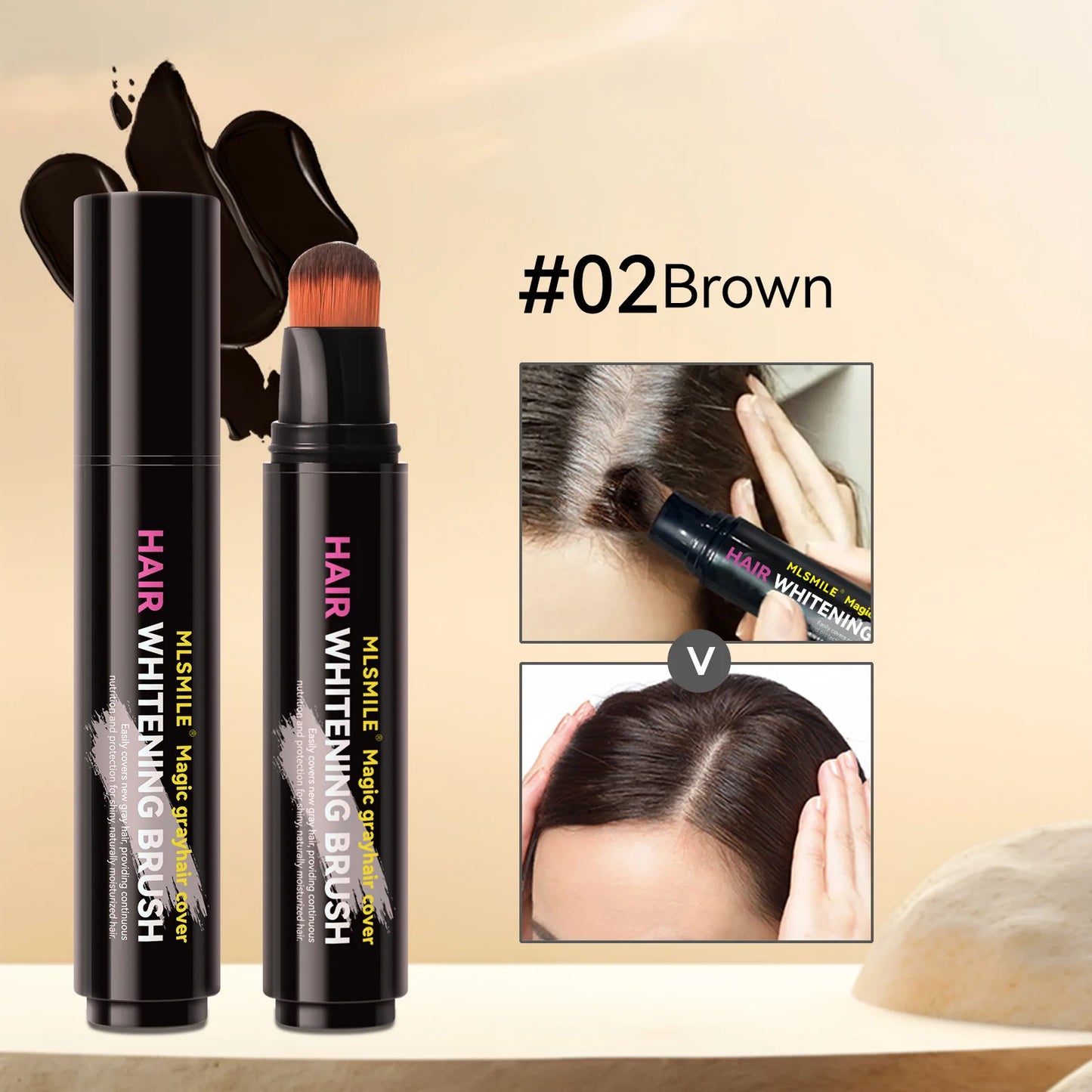 4-Color Hair Dye Touch-Up Pen — Convenient Cream Stick for Covering White Hair, Disposable Local Hair Coloring