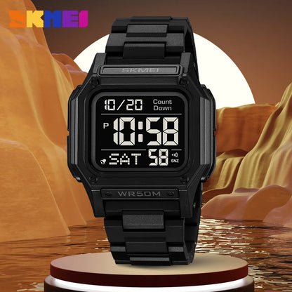 SKMEI Men’s Waterproof Sport Watch – Digital Wristwatch with Countdown, Stopwatch & Dual Time Display