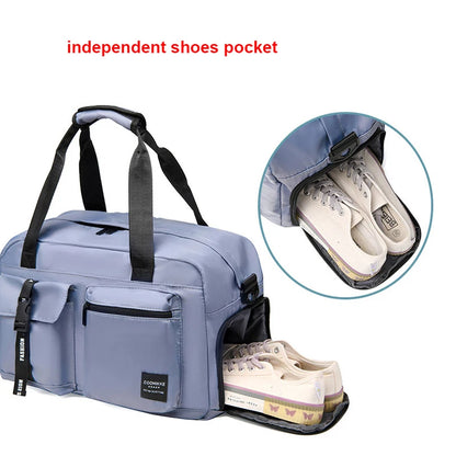 Large Fitness & Sports Duffel Bag – Women’s Gym, Yoga, Swimming Travel Backpack with Dry/Wet Shoes Pocket