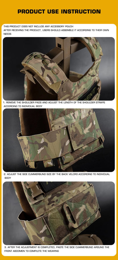 FCPC Tactical Vest Ferro – Lightweight Folding Airsoft Plate Carrier with Breathable Design, Portable Hunting Mag Pouch & Army Equipment