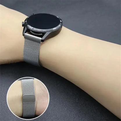 20mm/22mm Milanese Magnetic Loop Watch Strap – Compatible with Garmin Venu 2/3, Forerunner 55/158/165/245/255/265/645/745/965 Music