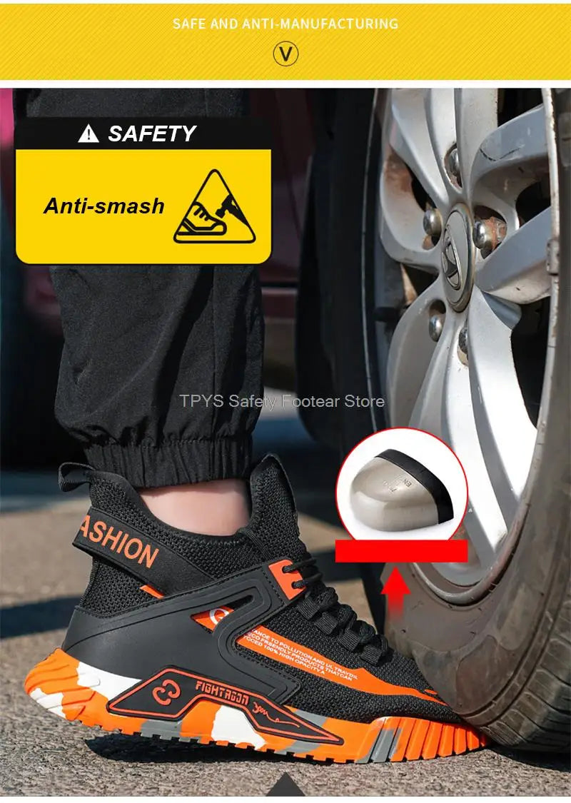 High-Top Safety Shoes for Men & Women – Steel Toe, Anti-Puncture Work Boots, Indestructible Safety Shoes