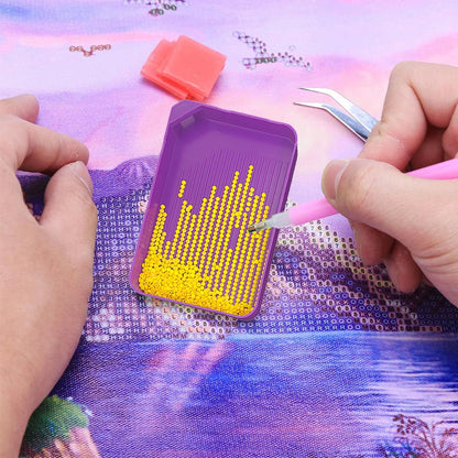 Large Capacity Diamond Painting Tray — Purple DIY Mosaic Art Craft Funnel Tool Accessory