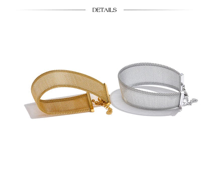 Yhpup 26mm Stainless Steel Wide Choker Necklace & Bracelet Bangle – Fashionable Waterproof Summer Jewelry