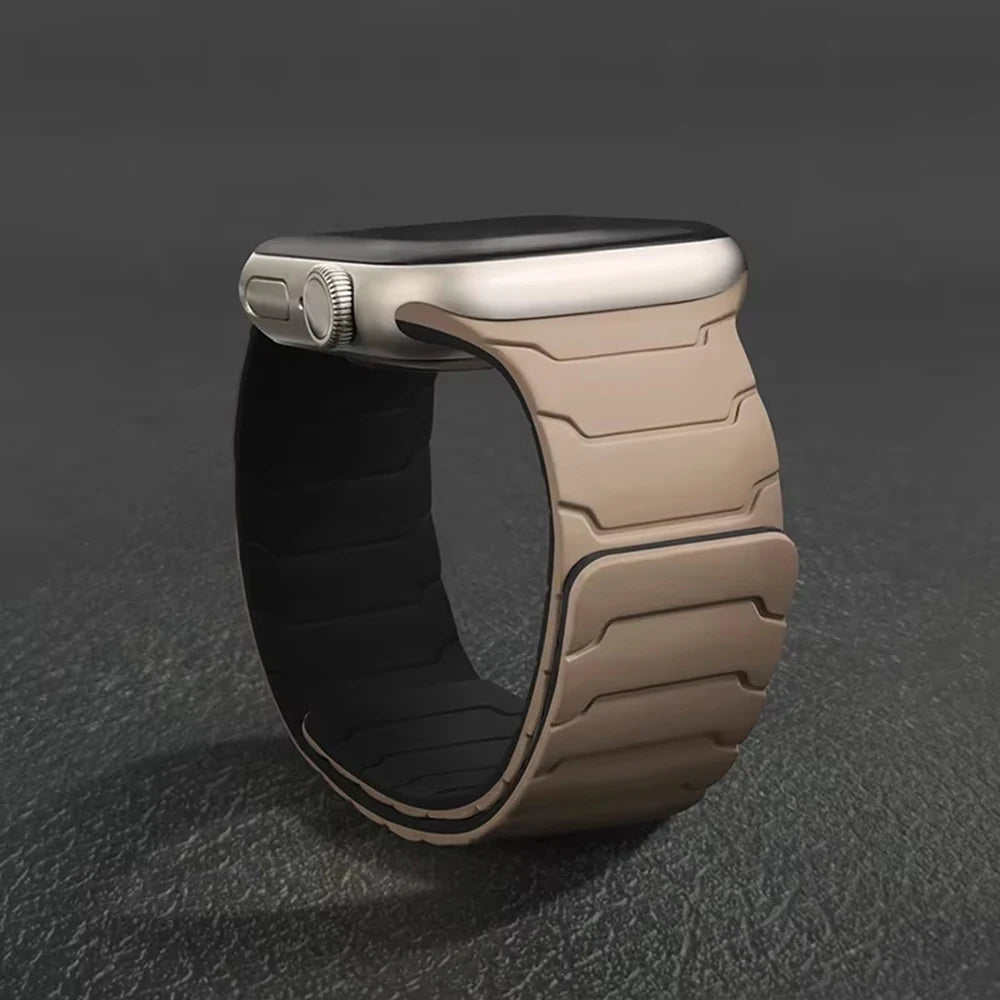 Silicone Magnetic Strap for Apple Watch - Adjustable Band for 49mm/46mm/45mm/44mm/42mm/41mm/40mm Series Ultra, SE & More