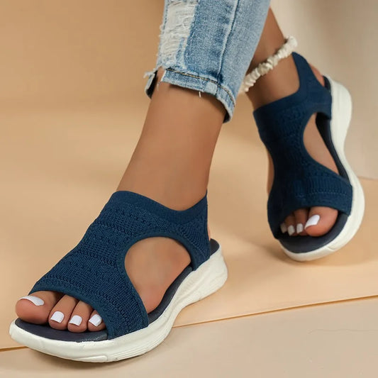 2025 Summer Women’s Casual Sports Sandals – Comfortable Mesh Wedge Beach & Roman Sandals