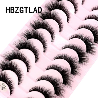 HBZGTLAD 10 Pairs 3D Faux Mink False Eyelashes – Natural Long Look Short Mink Lash Extensions for Makeup & Beauty