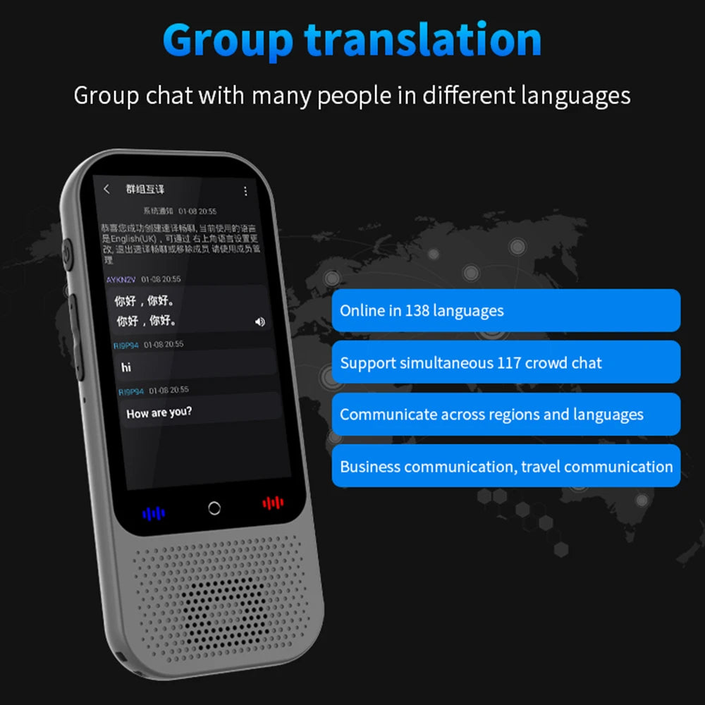 S80 Pro Portable Language Translator – 138 Languages, Voice Translation, 16 Offline Modes, ChatGPT Function
