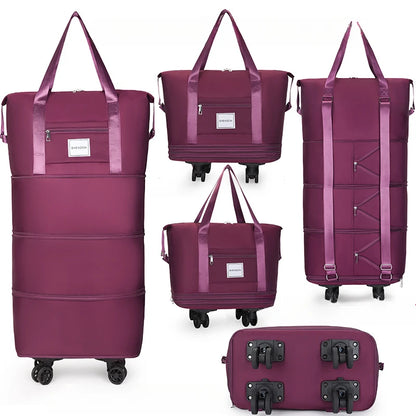 Large Capacity Travel Backpack with Wheels – Portable Double-Layer Luggage Bag, Universal Detachable Storage for Checked Travel